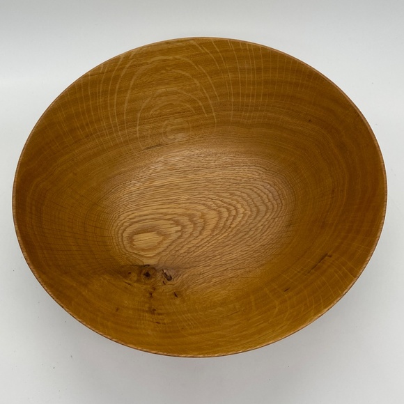 Handmade Wooden White Oak With Little Burl 11 3/8 X 4 Bowl Beautiful Grain - Picture 9 of 12